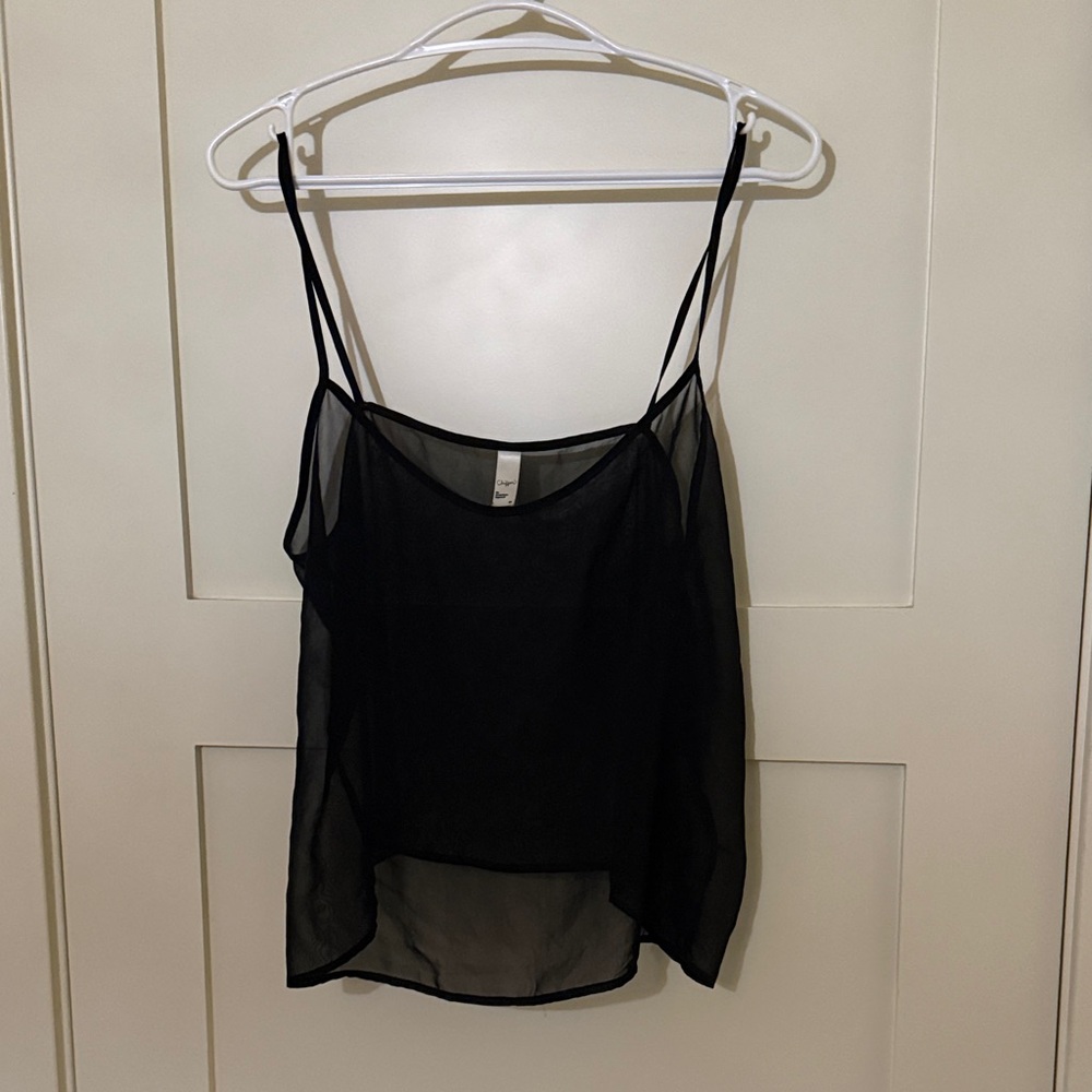 American Apparel Black Sheer Spaghetti Strap Crop Top